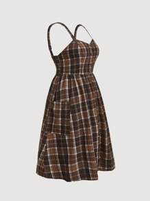 SHEIN MOD Plus Size Plaid Tank Top & Mid-Length Plaid Sundress Set