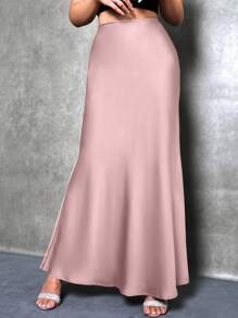 Glamine Women's Satin Skirt, Versatile Fish Tail Hem Skirt, Everyday Wear Skirt - Rusty Rose - View 6