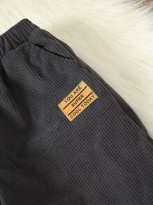 SHEIN 1 件 Tween Boy 保暖内衬休闲裤，适合秋冬季 - 黑色 - 查看 7