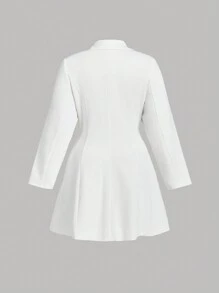 SHEIN MOD 大码复古甜美白色蝴蝶结装饰连衣裙 - 白色 - 查看 6