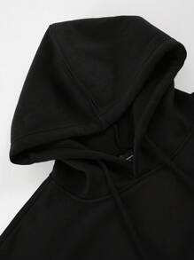 Manfinity EMRG 2pcs Men's Letter Print Hoodie Sweatshirt And Drawstring Sweatpants Casual Set - Black and White - View 4