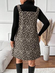 SHEIN Frenchy 大码女式波西米亚风豹纹无袖连衣裙，时尚秋冬 - 彩色 - 查看 2