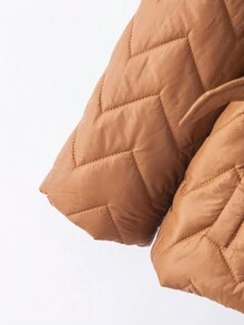 SHEIN Abrigo acolchado de plumón de invierno para niña con cinturón, abrigo exterior de moda casual con cuello de solapa elegante, para la escuela/cumpleaños - Café integral - Ver 6