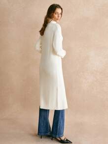 Poéselle Long Apricot Sweater,Long Turtleneck Slit Sweater,Women High Collar Dropped Shoulder Solid Color Long Sleeve Split Hem Casual Sweater, Autumn/Winter,Fall Women Outfits,Fall Sweaters,Old Money StyleWarm And Comfortable, Suitable For Daily Street, Home, Commuting And Other Occasions To Wear