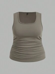 EMERY ROSE 3 件套纯色休闲简约方领加垫背心，适合大码女士，秋冬季 - 彩色 - 查看 3