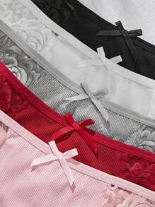 5pcs/Pack Women Simple Thong Underwear, Comfort Briefs - Multicolor - View 5