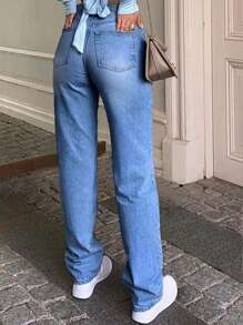 Quần Jeans Ống Thẳng Ôm Vừa - Rửa tối - Xem 2