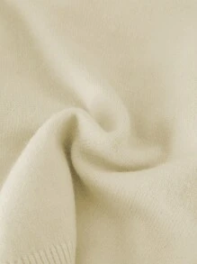 美国国旗设计落肩毛衣，时尚休闲百搭宽松女童毛衣 - 杏色 - 查看 3