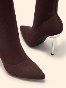 CUCCOO BASICS Fashionable High Heel Knee-High Boots For And Spring Shoes Spring Break Easter - Coffee Brown - View 7