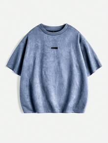 Manfinity RebelGame Áo thun nam cổ tròn tay ngắn dáng rộng in chữ - Màu xanh lam - Xem 2