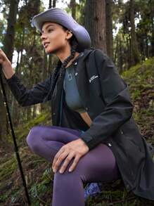 In My Nature Áo khoác hoodie dài tay in chữ thường ngày cho nữ - màu đen - Xem 8