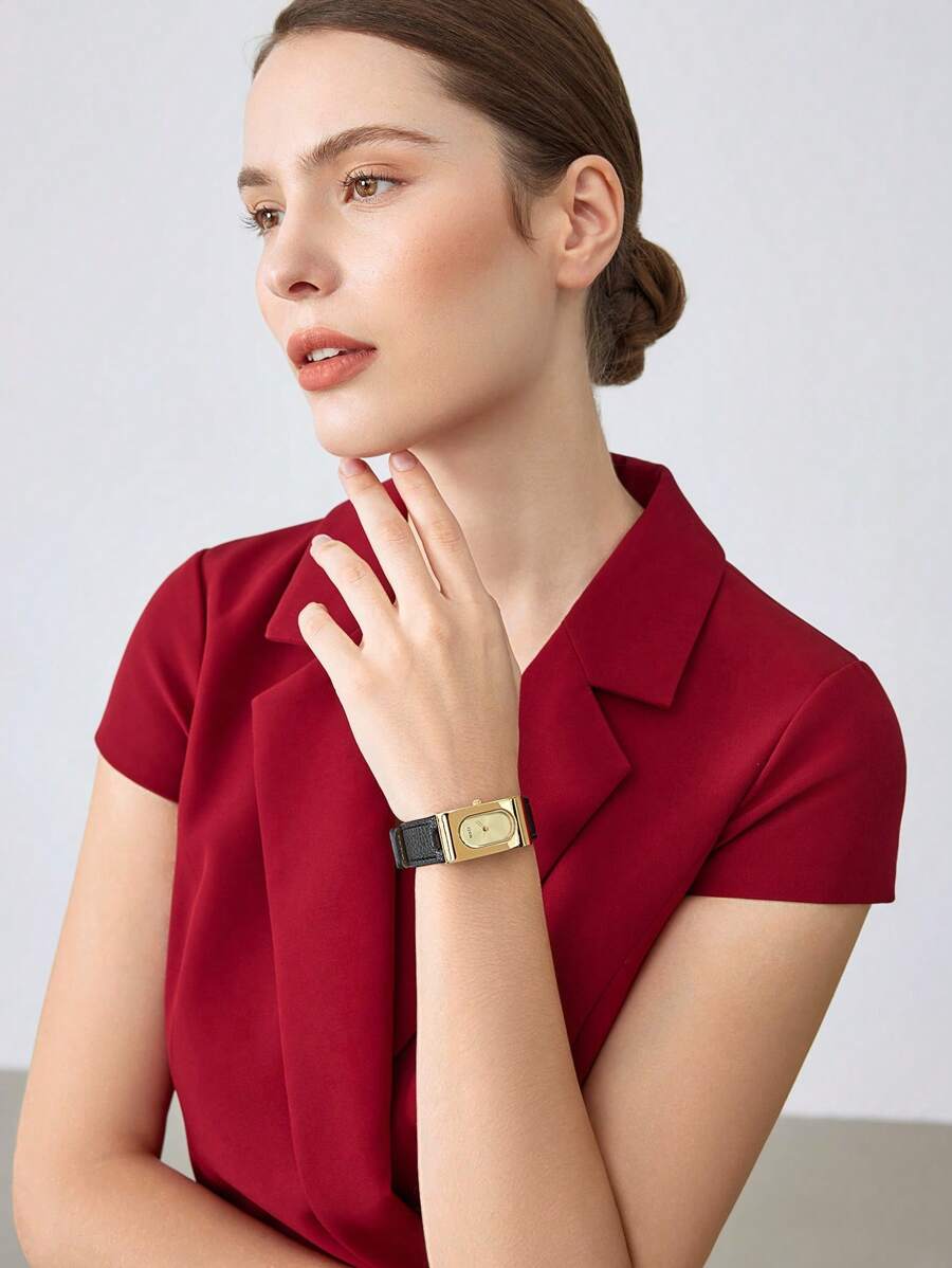 MOTF PREMIUM 1 CHIẾC ĐỒNG HỒ NỮ DA ĐEN THANH LỊCH & MẶT ĐEN - màu đen - Xem 2