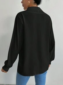 EURMUSE Lapel Casual Shirt - Black - View 2