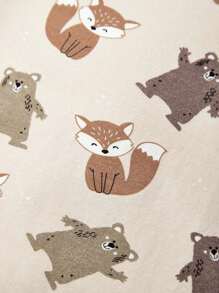 Cozy Pixies 2 件装男婴可爱熊印花圆领上衣和围兜裤套装 - 米色 - 查看 10