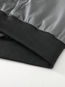 Manfinity Homme Plus Size Men Casual Lightweight Zip Up Bomber Jacket, Suitable For Autumn - Grey - View 3