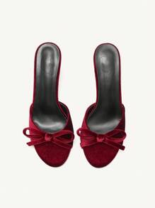 CUCCOO CHICEST Brown PU Round Toe High Heel Women Mule Sandals BURGUNDY Sandals Spring Shoes Spring Break Easter Prom Heels