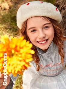 2pcs Tween Girl Embroidered Mock Neck Long Sleeve Thermal Base Layer Tee, Warm - Multicolor - View 11