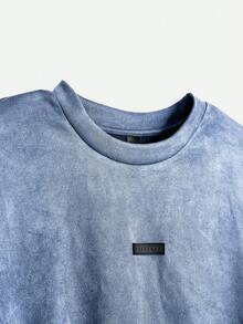 Manfinity RebelGame Áo thun nam cổ tròn tay ngắn dáng rộng in chữ - Màu xanh lam - Xem 3