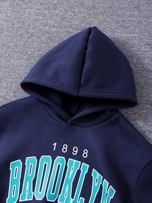 SHEIN Bộ 4 áo hoodie và quần nỉ in chữ American Casual cho bé trai, phù hợp mặc hàng ngày và đi học, trang phục - Nhiều màu - Xem 5