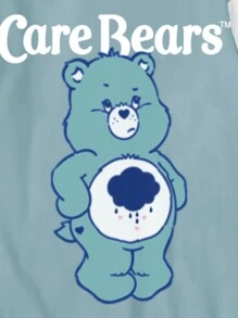 ROMWE MEN ROMWE X Care Bears Áo khoác bóng chày in hình gấu và chữ Love thường ngày cho nam màu tương phản, mùa xuân và mùa thu - Nhiều màu - Xem 3