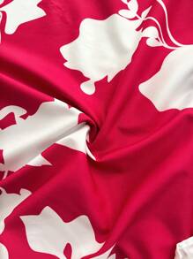 Slaydiva 大码花卉印花荷叶边下摆无袖连衣裙