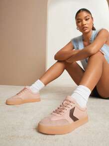 SHUZIA Bestseller Women's Pink Semi-Transparent Gum Rubber Retro Sneakers-Comfortable, Light Weight, Fashion Holiday Vacay Vibe For Fall And Winter Trainers