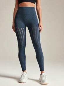 SHEIN Velisys Quần legging tập luyện thường ngày cạp cao khoét rỗng cho nữ - Nhiều màu - Xem 4