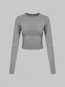 Chiquease 3pcs/Set Women Solid Color Round Neck Long Sleeve Casual T-Shirts, Autumn