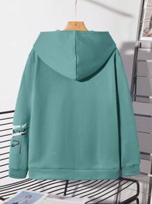 SHEIN 1pc Teen Boys Casual Loose Comfy Versatile Graffiti Printed Hoodie,In Fall/Winter - Green - View 2