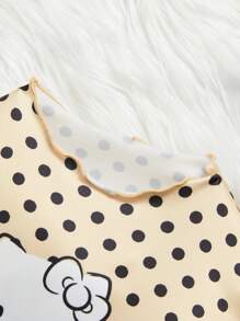 HELLO KITTY AND FRIENDS | SHEIN Tween Girl 3 件装卡通猫咪印花百搭休闲可爱甜美长袖生菜边 T 恤