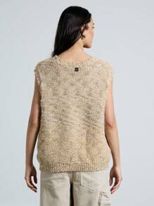 AiiRZ Chunky Knit Button Front Vest Sleeveless Sweater Cardigan Classic Winter Fall Layering Piece Casual Business Office Wear - Coffee Brown - View 2