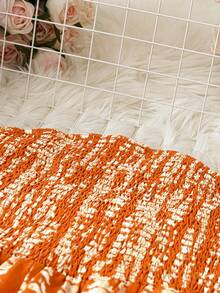 Breezaya Bộ đồ liền thân Bandeau in họa tiết thường ngày cho nữ, mặc đi nghỉ hè và mặc hàng ngày - trái cam - Xem 5