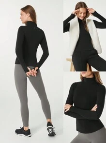 GLOWMODE 美利奴羊毛修身高领长袖 T 恤 - 黑色 - 查看 9