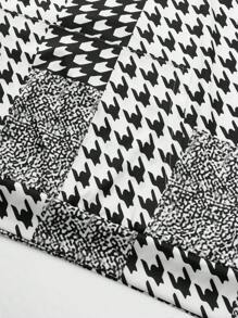 Manfinity Roghcode Manfinity LEGND 2pcs Men Plus Size Houndstooth Pattern Drawstring Hooded Sweatshirt And Pants Set, Casual For Outdoor Wear In Autumn,Men Tracksuit - Multicolor - View 7
