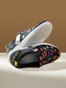 CUCCOO EASI Women's 3D Printed Pumpkin Head Round Toe Flat Party Skateboard Shoes, Black Casual Sneakers For Autumn/Spring Pumpkins Tainers - Black - View 9