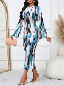 SHEIN Lady 秋冬休闲优雅工作编织立褶领女装 - 彩色 - 查看 3