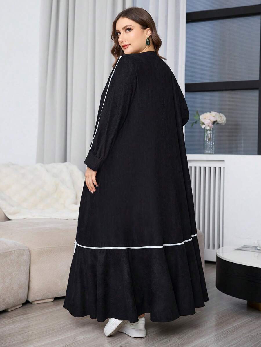 SHEIN Najma Front Zipper Color Block Trim Plus Size Arabian Dress