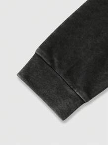 ROMWE MEN Street Life Men's Street Style Letter & Cross Print Zipper Front Hoodie Sweatshirt, Spring & Autumn - Black - View 5