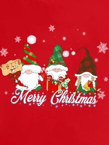 Manfinity Homme Fashionable Casual Christmas Snowman Print Fitted Crewneck T-Shirt For Men - Red - View 2