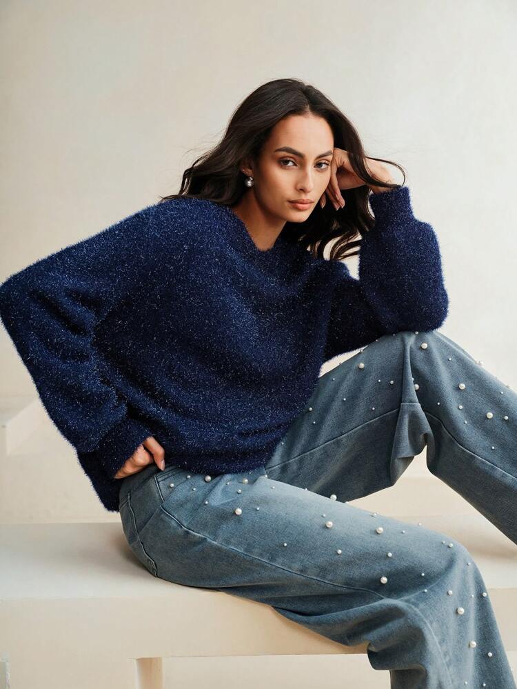 1pc Women's Fashionable Knitted Pullover Sweater, Autumn, Fall Winter