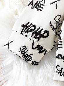 Trui met graffitiletterprint voor jongens, modieuze straatstijl voor herfst/winter