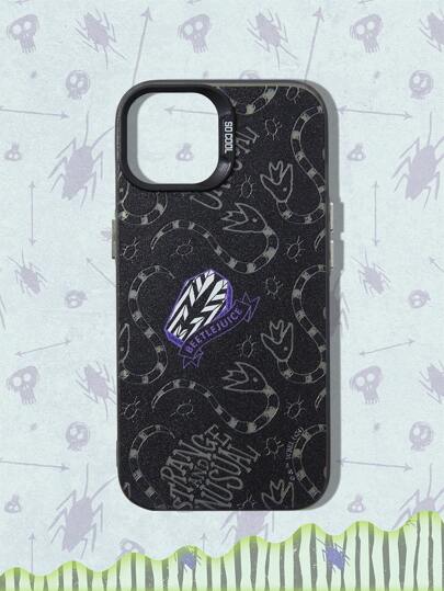 Beetlejuice | ROMWE Halloween Cartoon Snake & Letter Print Black Phone Case