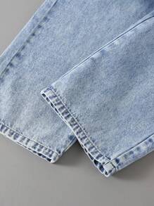 Set de 2 piezas para niñas adolescentes que incluye top de manga larga de punto básico y pantalones de mezclilla de pierna recta y ajuste relajado, para primavera/otoño