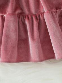 Abito in velluto elegante con arricciature per bambine, design classico a peplum, adatto per feste natalizie, riunioni di famiglia, occasioni speciali - Viola rosso - Visualizzare 3