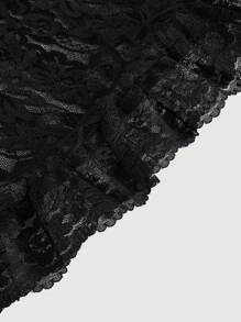 ROMWE Goth Blusa ajustada de mujer con hombros descubiertos, manga de campana de encaje y terciopelo en estilo gótico