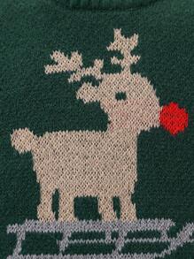 SHEIN Vintaside Kids Baby Boys' Christmas Deer Pattern Pullover Sweater, Fall/Winter