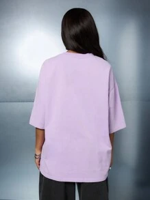 SUMWON WOMEN Camiseta lavada oversize con estampado gráfico frontal