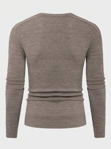 RueChic Young Men's Casual Ribbed Trim Slim Fit Sweater - Camel - View 2