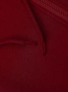 RueChic Men's Basic Style Pocket Patch Zip Up Hoodie Sweatshirt - Burgundy - View 3