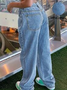 Women's All-Match Straight-Leg Jeans, Casual Y2K Style, Versatile For All Seasons - Medium Wash - View 2